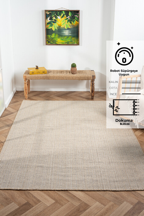 Friolero 2573 Naturel Jüt Halı Modern Örme Kilim - Thumbnail