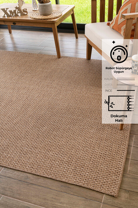 Rusticana 3101 Naturel Jüt Halı Modern Örme Kilim - Thumbnail