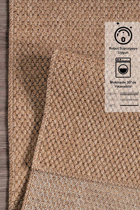 Konfor Halı - Modern Jüt Yolluk Halı Rusticana 3101 Naturel Örme Kilim