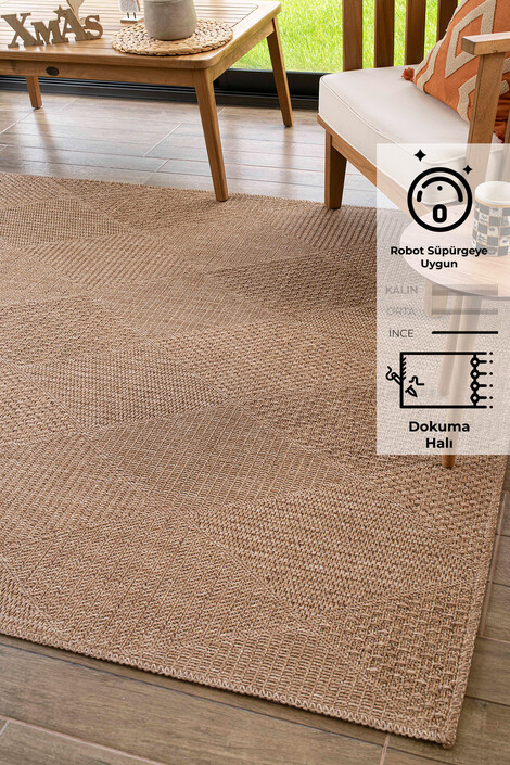 Konfor Halı - Rusticana 3102 Naturel Jüt Halı Modern Örme Kilim