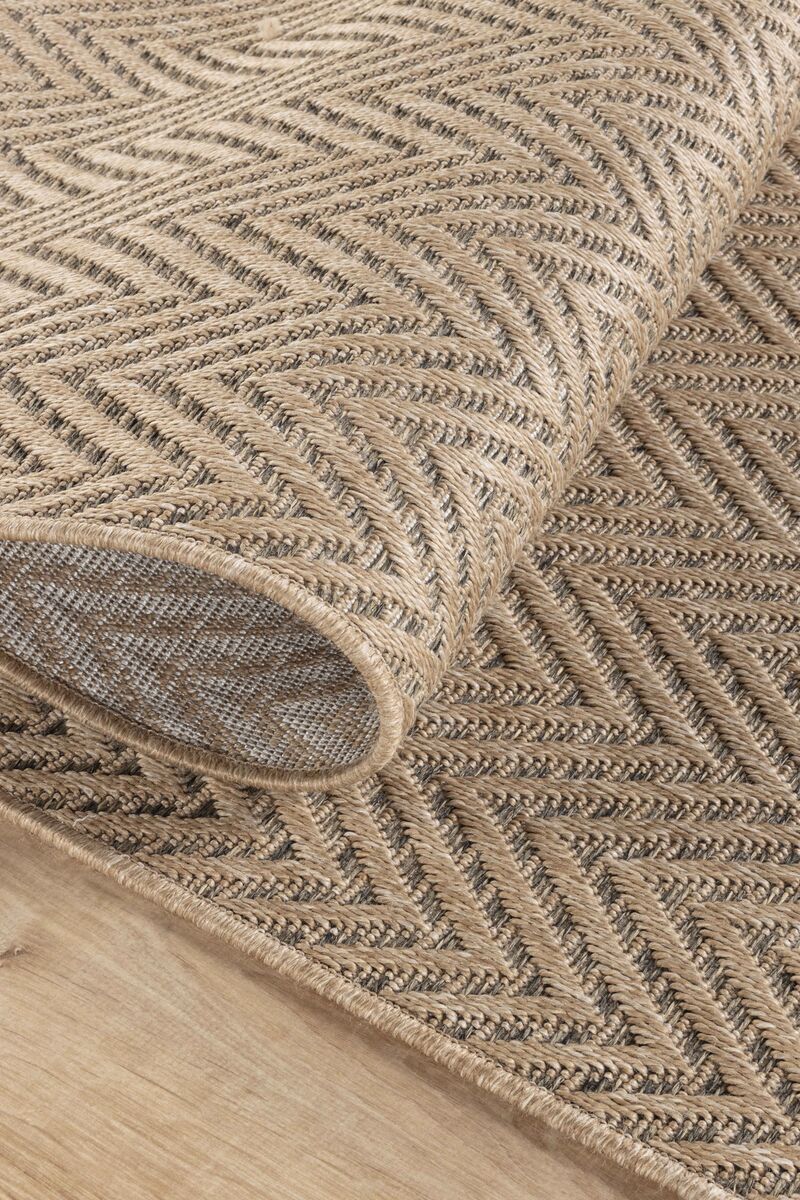 Sisaluna 4441 Bej Jüt Tabanlı Modern Dokuma Kilim Sisal Hasır Halı