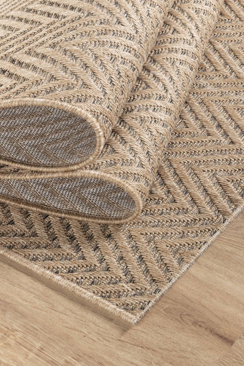 Sisaluna 4441 Bej Jüt Tabanlı Modern Dokuma Kilim Sisal Hasır Halı