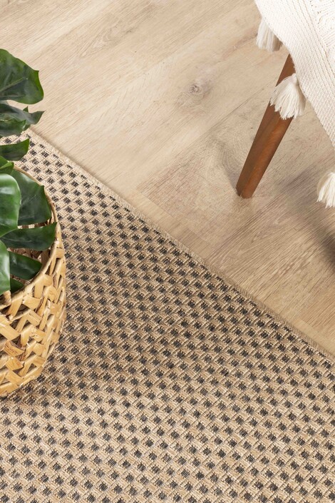 Konfor Halı - Sisaluna 4442 Bej Jüt Tabanlı Modern Dokuma Kilim Sisal Hasır Halı